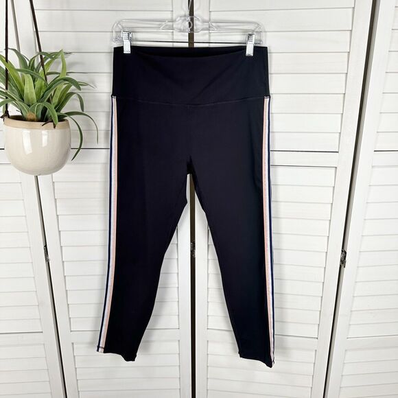 ZYIA Pants - Zyia Active Pink Rainbow Luxe Ribbon Leggings Black 7/8 Size 12 Glitter Stripe